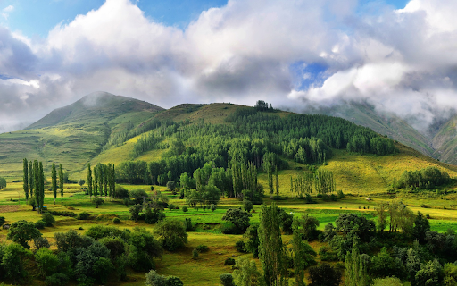 Green hills and high mountains  from Chrome web store to be run with OffiDocs Chromium online
