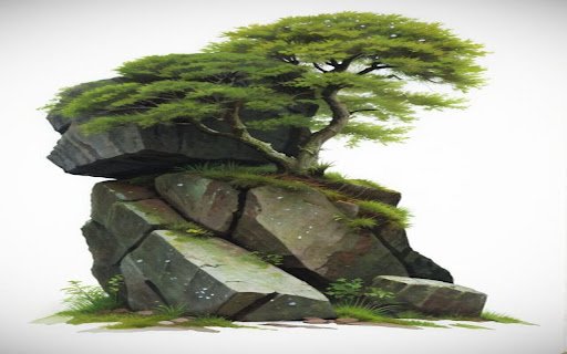 green tree wallpaper growing on big rock  from Chrome web store to be run with OffiDocs Chromium online
