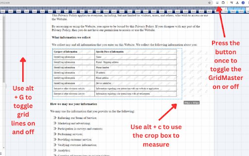 GridMaster with Pixel Ruler and Crop  from Chrome web store to be run with OffiDocs Chromium online