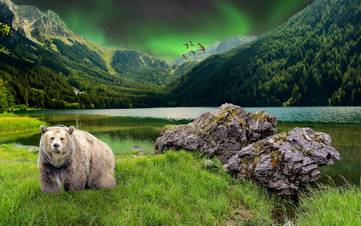 Grizzly bear under the mountain  from Chrome web store to be run with OffiDocs Chromium online