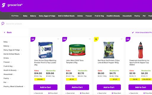 Grocerize Push to Cart  from Chrome web store to be run with OffiDocs Chromium online