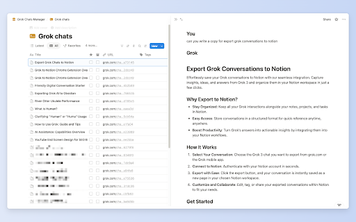 Grok to Notion  from Chrome web store to be run with OffiDocs Chromium online