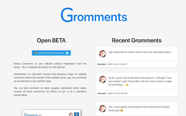 Gromments  from Chrome web store to be run with OffiDocs Chromium online