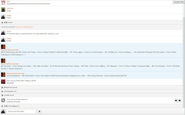 Grooveshark Chat a schermo intero dal negozio web di Chrome per essere eseguito con OffiDocs Chromium online