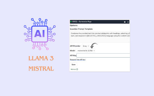 GROQ Summarizer  from Chrome web store to be run with OffiDocs Chromium online