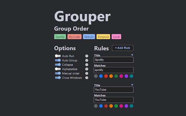 Grouper จาก Chrome เว็บสโตร์ที่จะทำงานกับ OffiDocs Chromium ทางออนไลน์
