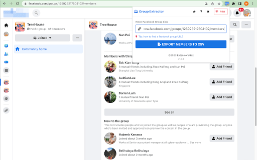 Group Extractor  from Chrome web store to be run with OffiDocs Chromium online