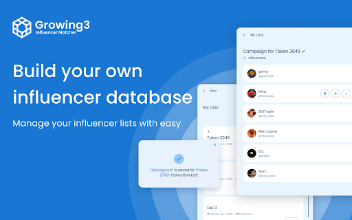 Growing3 Web3 Influencer Marketing Tool from Chrome web store to be run with OffiDocs Chromium online Growing3 Web3 Influencer Marketing Tool from Chrome web store to be run with OffiDocs Chromium online
