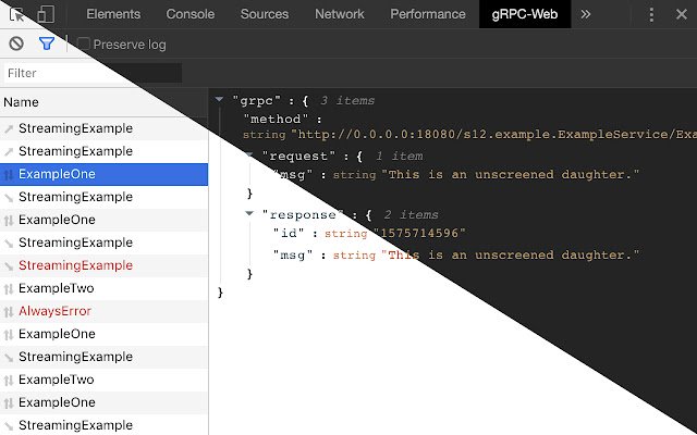 gRPC Web Developer Tools ze sklepu internetowego Chrome do uruchomienia z OffiDocs Chromium online