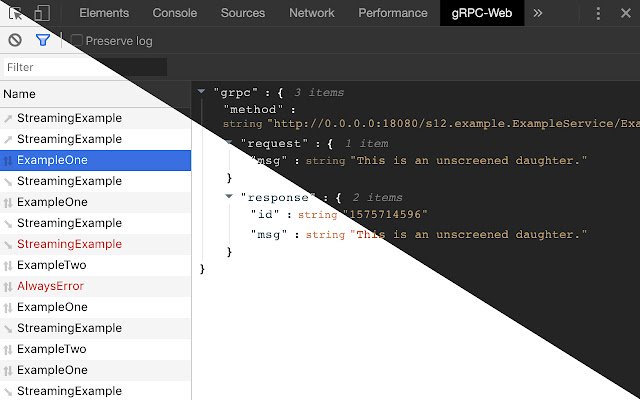 gRPC Web Developer Tools از فروشگاه وب Chrome برای اجرا با OffiDocs Chromium به صورت آنلاین