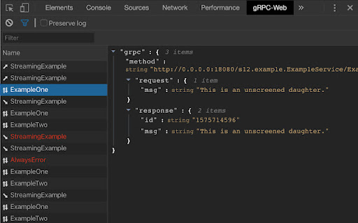 gRPC Web Developer Tools  from Chrome web store to be run with OffiDocs Chromium online