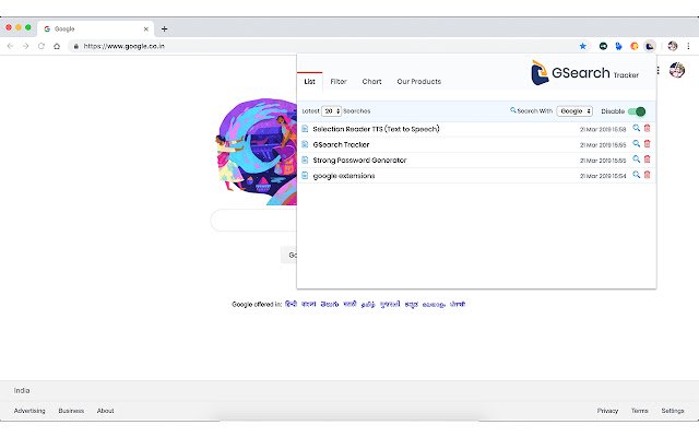 GSearch Tracker из интернет-магазина Chrome будет работать с OffiDocs Chromium онлайн