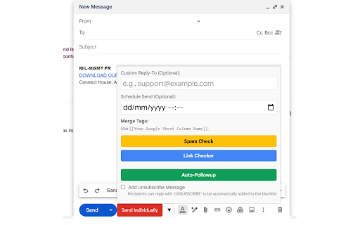 gSend  from Chrome web store to be run with OffiDocs Chromium online