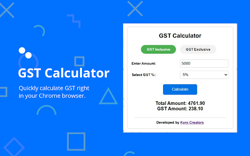 GST Calculator  from Chrome web store to be run with OffiDocs Chromium online