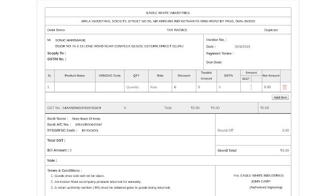 GST Invoice Builder  from Chrome web store to be run with OffiDocs Chromium online