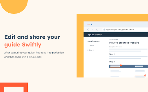 Guide Creator by HubSpot  from Chrome web store to be run with OffiDocs Chromium online
