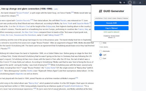 GuidGenerator  from Chrome web store to be run with OffiDocs Chromium online