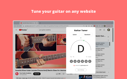 GuitarApp Guitar Tuner  from Chrome web store to be run with OffiDocs Chromium online