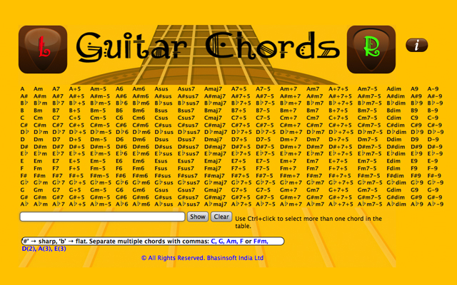 Chrome web mağazasından Gitar Akorları OffiDocs Chromium çevrimiçi ile çalıştırılacak