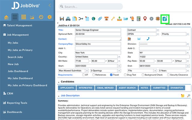 Gustav JobDiva Extension  from Chrome web store to be run with OffiDocs Chromium online