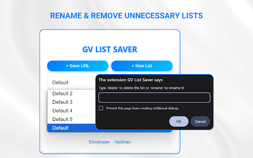 GV List Saver  from Chrome web store to be run with OffiDocs Chromium online