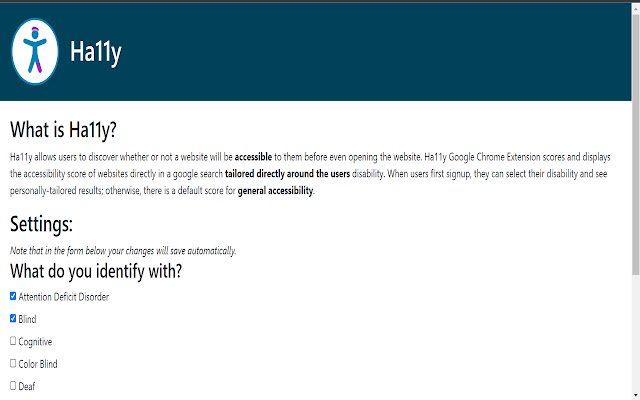 Ha11y  from Chrome web store to be run with OffiDocs Chromium online
