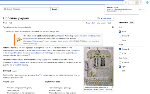 Habemus Papam  from Chrome web store to be run with OffiDocs Chromium online