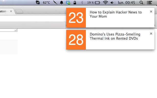 Hacker News Notification  from Chrome web store to be run with OffiDocs Chromium online