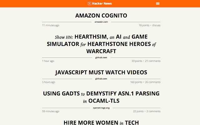 Hacker News Stylizowany ze sklepu internetowego Chrome do uruchomienia z OffiDocs Chromium online