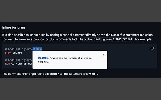 Hadolint Rule Explainer  from Chrome web store to be run with OffiDocs Chromium online