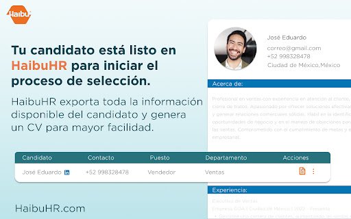 Haibu HR Importar candidatos desde LinkedIn  from Chrome web store to be run with OffiDocs Chromium online
