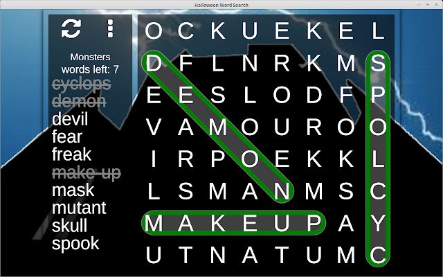 Halloween-Wortsuchrätsel aus dem Chrome-Webshop, die mit OffiDocs Chromium online ausgeführt werden