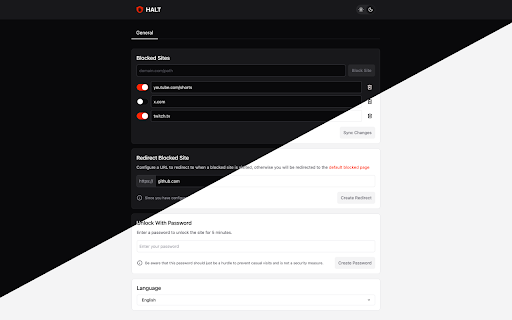 HALT Block Sites Focus from Chrome web store to be run with OffiDocs Chromium online HALT Block Sites Focus from Chrome web store to be run with OffiDocs Chromium online