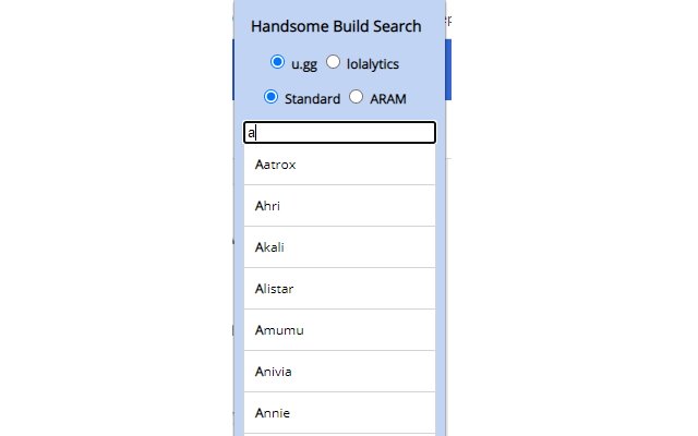 Chrome ウェブストアからの Handsome Build Search を OffiDocs Chromium オンラインで実行