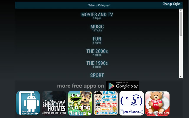 Hangman  from Chrome web store to be run with OffiDocs Chromium online