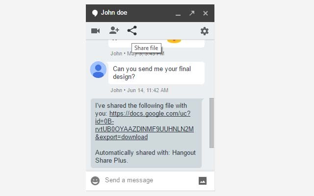 Hangout Share Plus نسخه بتا از فروشگاه وب Chrome برای اجرای آنلاین با OffiDocs Chromium