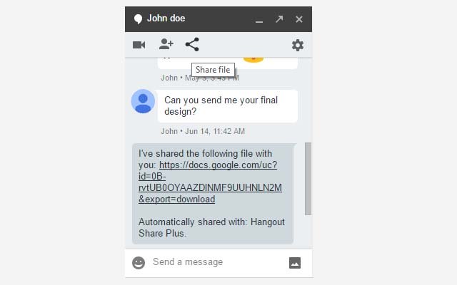 Hangout Share Plus Beta aus dem Chrome Web Store zur Ausführung mit OffiDocs Chromium online