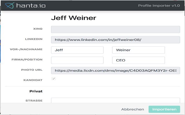 hanta.io importer  from Chrome web store to be run with OffiDocs Chromium online
