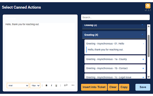 HappyFox Multi Canned Action Inserter  from Chrome web store to be run with OffiDocs Chromium online