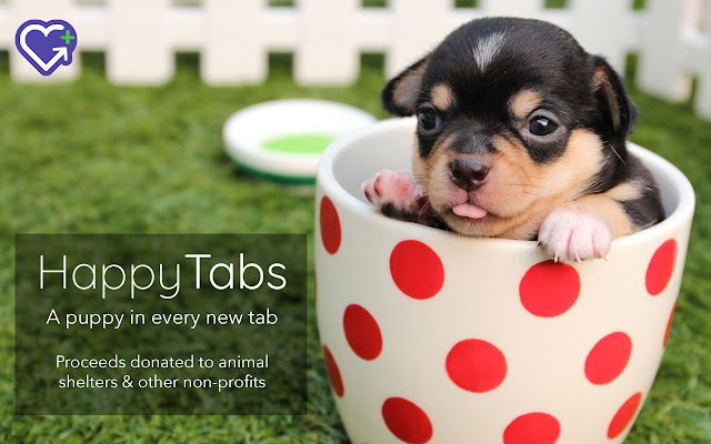 HappyTabs: Chrome Web ストアの慈善団体の子犬の子猫を OffiDocs Chromium オンラインで実行する