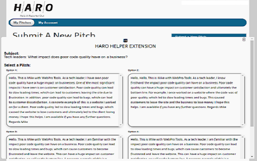 HARO Helper  from Chrome web store to be run with OffiDocs Chromium online