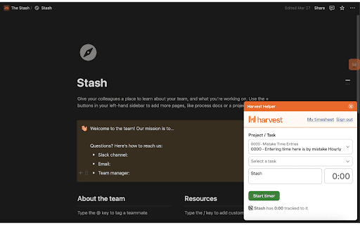 Harvest Helper An easier way to track time with Harvest  from Chrome web store to be run with OffiDocs Chromium online