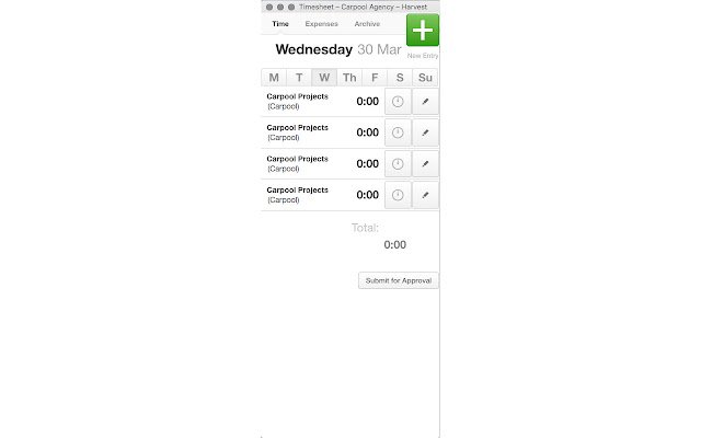 Harvest mini window  from Chrome web store to be run with OffiDocs Chromium online