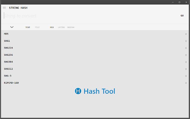 Hash Tool  from Chrome web store to be run with OffiDocs Chromium online