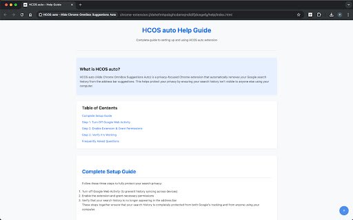 HCOS auto Hide Chrome Omnibox Suggestions Auto  from Chrome web store to be run with OffiDocs Chromium online