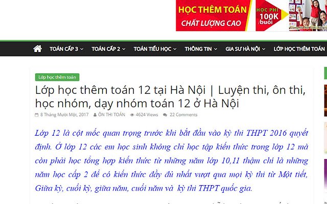 Học Thêm Toán 12 ở Hà Nội  from Chrome web store to be run with OffiDocs Chromium online