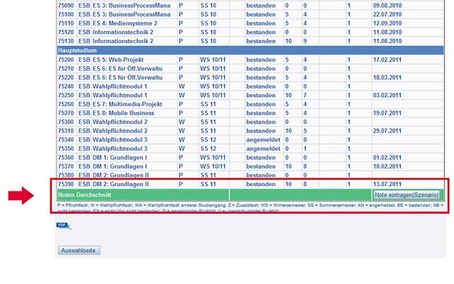 HdM Notenspiegel  from Chrome web store to be run with OffiDocs Chromium online