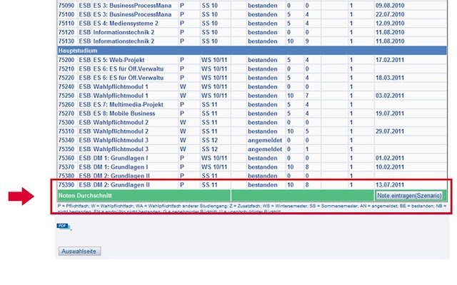 HdM Notenspiegel aus Chrome Webstore soll mit OffiDocs Chromium online betrieben werden