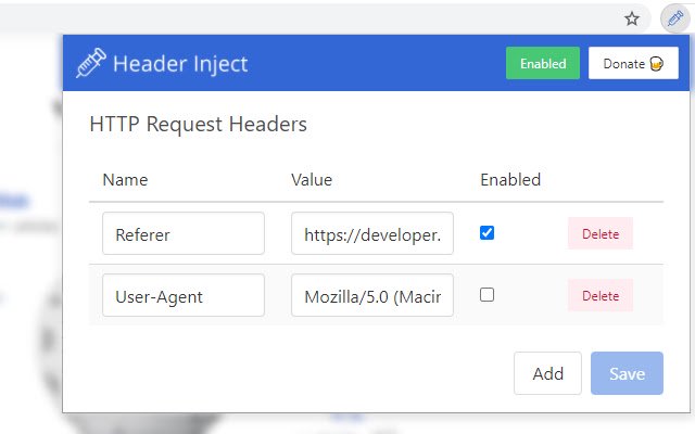 Header Inject dal Chrome Web Store da eseguire con OffiDocs Chromium online