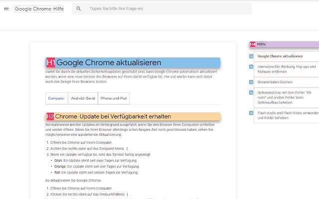 Heading Tag Markup dari toko web Chrome untuk dijalankan dengan OffiDocs Chromium online